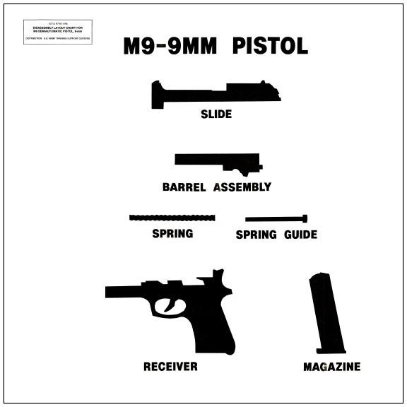 M9-9MM Pistol Layout Chart (GTA 07-01-036) - This pistol layout chart is 24" 